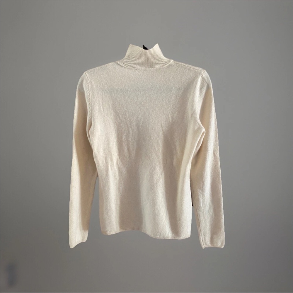 Bally Vintage Cashmere Sweater Women size 42 Creme Mock Neck Excellent Condition